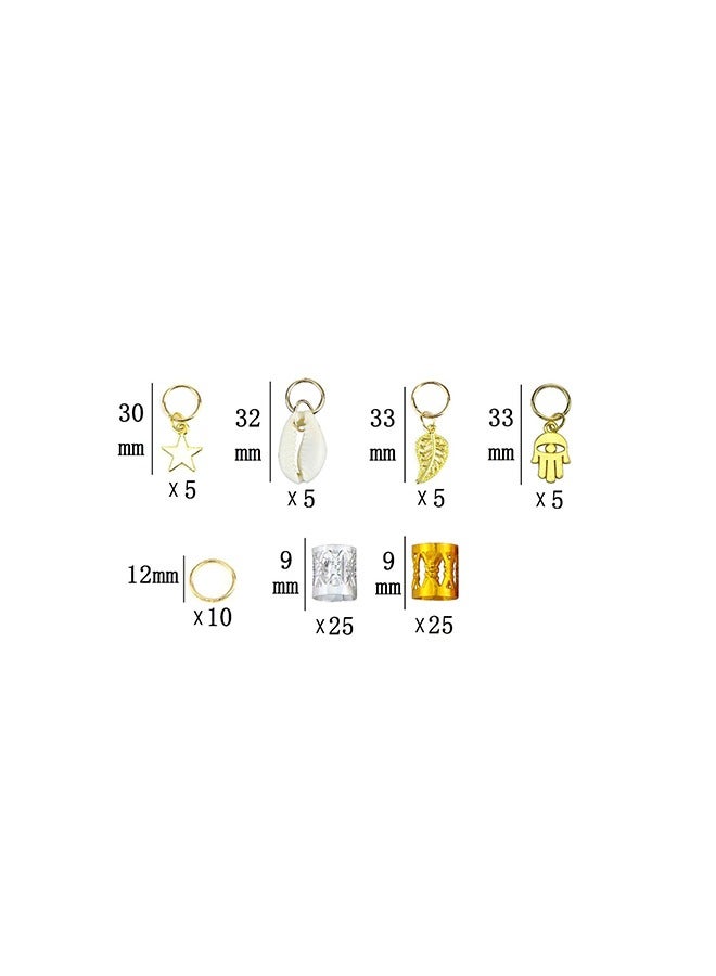 80PCS Twisted Braid Hair Beads,Metal Cuff Braid Ring,Pendant Braid Clips,Hair Accessories,DIY Hair Braid Accessories,DIY Hair Accessories,Plating(Gold+silver) - Image 2